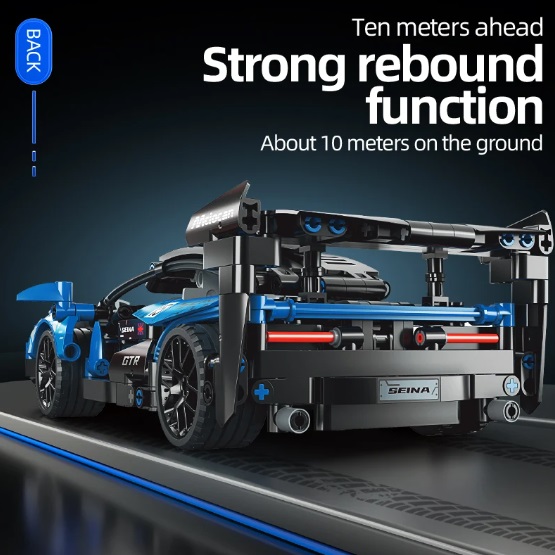 eigen merk Blocs de construction super voiture de sport bleue, 452 briques, compatibles avec LEGO