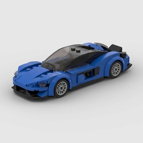 Bruder 1019 bouwpakket bouwsteentjes blauwe sportauto, compatible met Lego, 167 blokjes