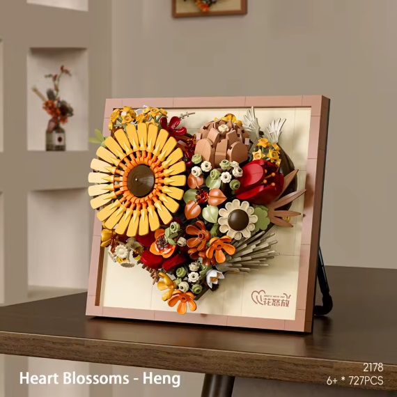  Mini blocs de construction, cadre photo 3D avec fleurs d`automne, environ 727 briques