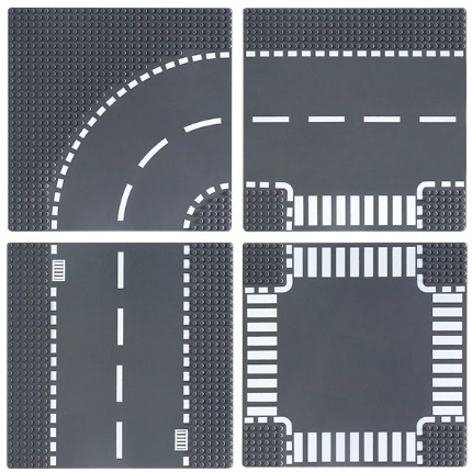  BricksNBlocks® Coude de plaque de base City compatible LEGO et Sluban, 25,5 x 25,5 cm