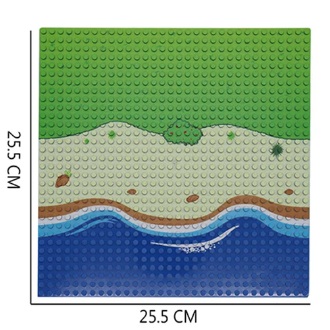  BricksNBlocks® Plaque de base compatible Lego plage île de mer droite 25,5 x 25,5 cm (32 x 32 plots)