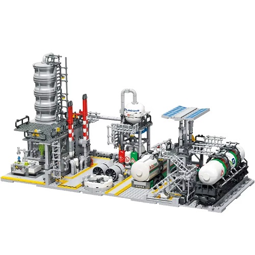  Blocs de construction du centre de stockage de gaz naturel avec wagon de train, compatibles avec Lego et Sluban, 704 briques