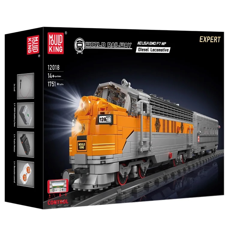 Mould King Coffret de locomotives diesel Mould King avec télécommande, 1751 blocs, compatible avec Lego