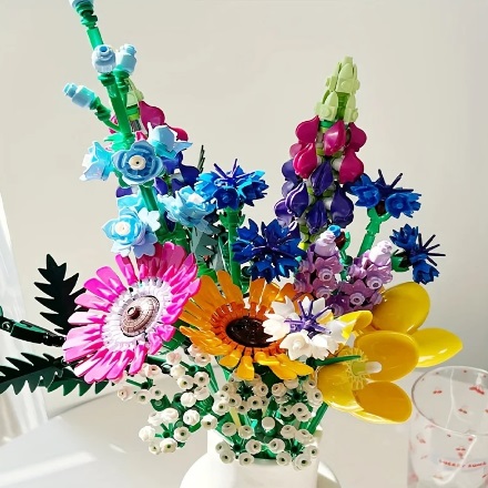  30131 -  bouwblokjes boeket met wilde bloemen, 939 steentjes, compatible met bouwstenen van andere merken