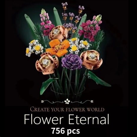  30280 -  bouwblokjes boeket met wilde bloemen, 756 steentjes, compatible met andere bouwstenen bouwpakketten