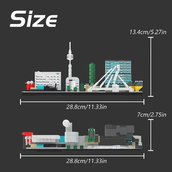  Blocs de construction skyline architecture de Rotterdam, 656 blocs, compatibles avec Lego
