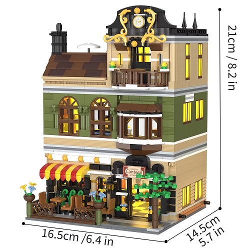  Mini blocs de construction restaurant, environ 1 230 mini-briques, éclairage d`ambiance inclus