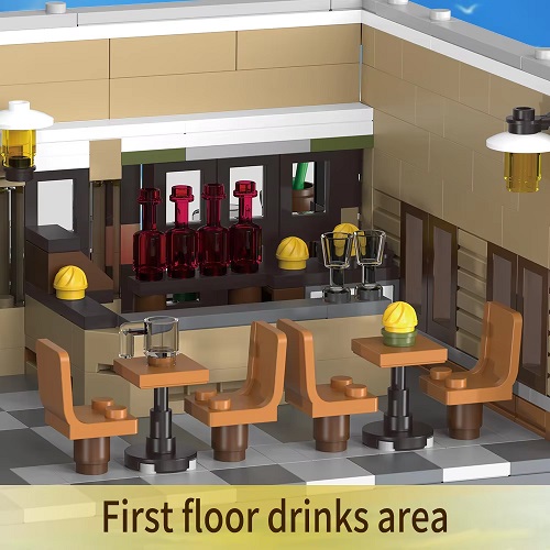  Mini blocs de construction restaurant, environ 1 230 mini-briques, éclairage d`ambiance inclus