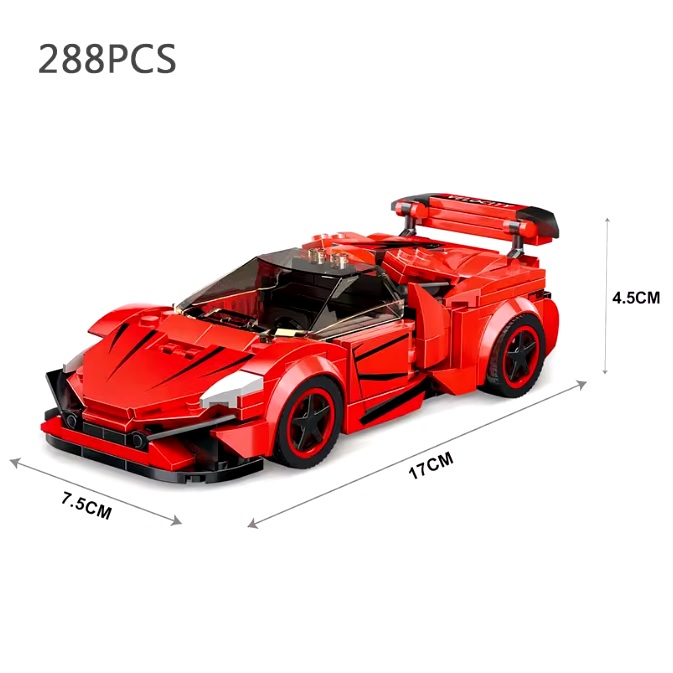  Blocs de construction voiture de sport rouge, 288 blocs, compatibles avec Lego et Sluban