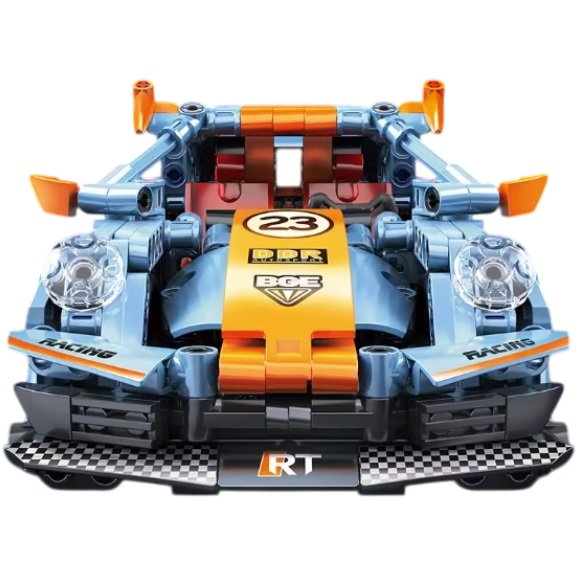  Kit de construction blocs de construction voiture de sport bleu-orange, compatible avec Lego, 523 blocs