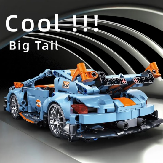  Kit de construction blocs de construction voiture de sport bleu-orange, compatible avec Lego, 523 blocs