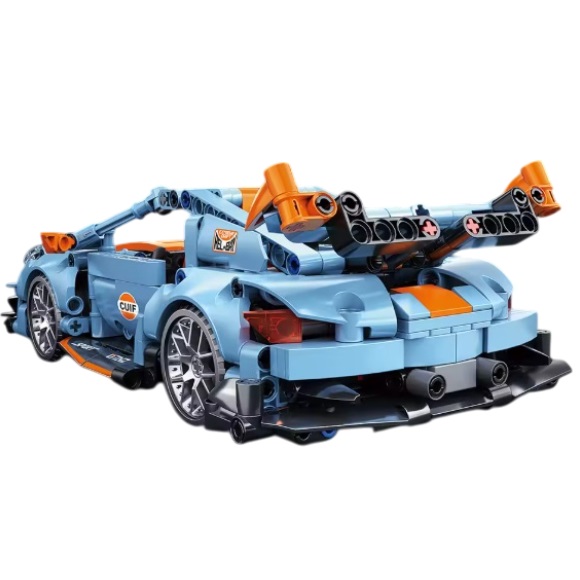  Kit de construction blocs de construction voiture de sport bleu-orange, compatible avec Lego, 523 blocs