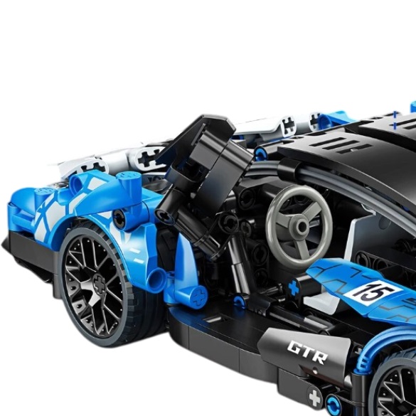  Blocs de construction voiture de sport blue, avec moteur pull-back, 548 briques, compatible avec LEGO