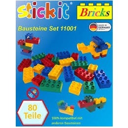 Stickit® 70001 - Stickit® Stickit® basisset met grote bouwstenen, 80 blokken, compatible met blokken van o.a. Duplo