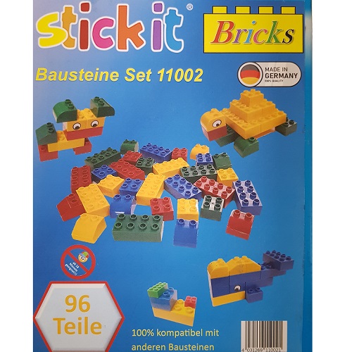 Stickit® 70002 - Stickit® Stickit® basisset met grote bouwstenen, 96 blokken, compatible met blokken van o.a. Duplo