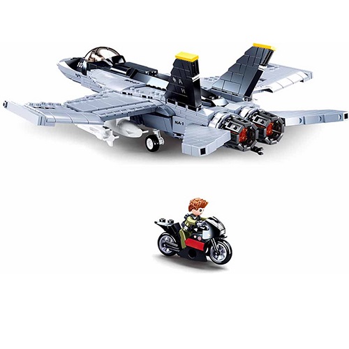 Sluban Sluban M38-B0928 F-18/E Super Bumblebee Fighter, compatible avec Lego, 682 blocs