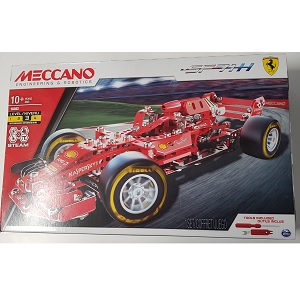 Meccano Ferrari F1 Racer bouwset Word de eigenaar van jouw eigen Ferrari F1 Racer! Met deze Meccano bouwset wordt je uitgedaagt een eigen authentieke Ferrari raceauto te bouwen. Dankzij de wielen, stickers en buigzame onderdelen is het model een gedetailleerde replica van het origineel. Durf jij de uitdaging aan? Ontdek het met de Meccano Ferrari F1 Racer!