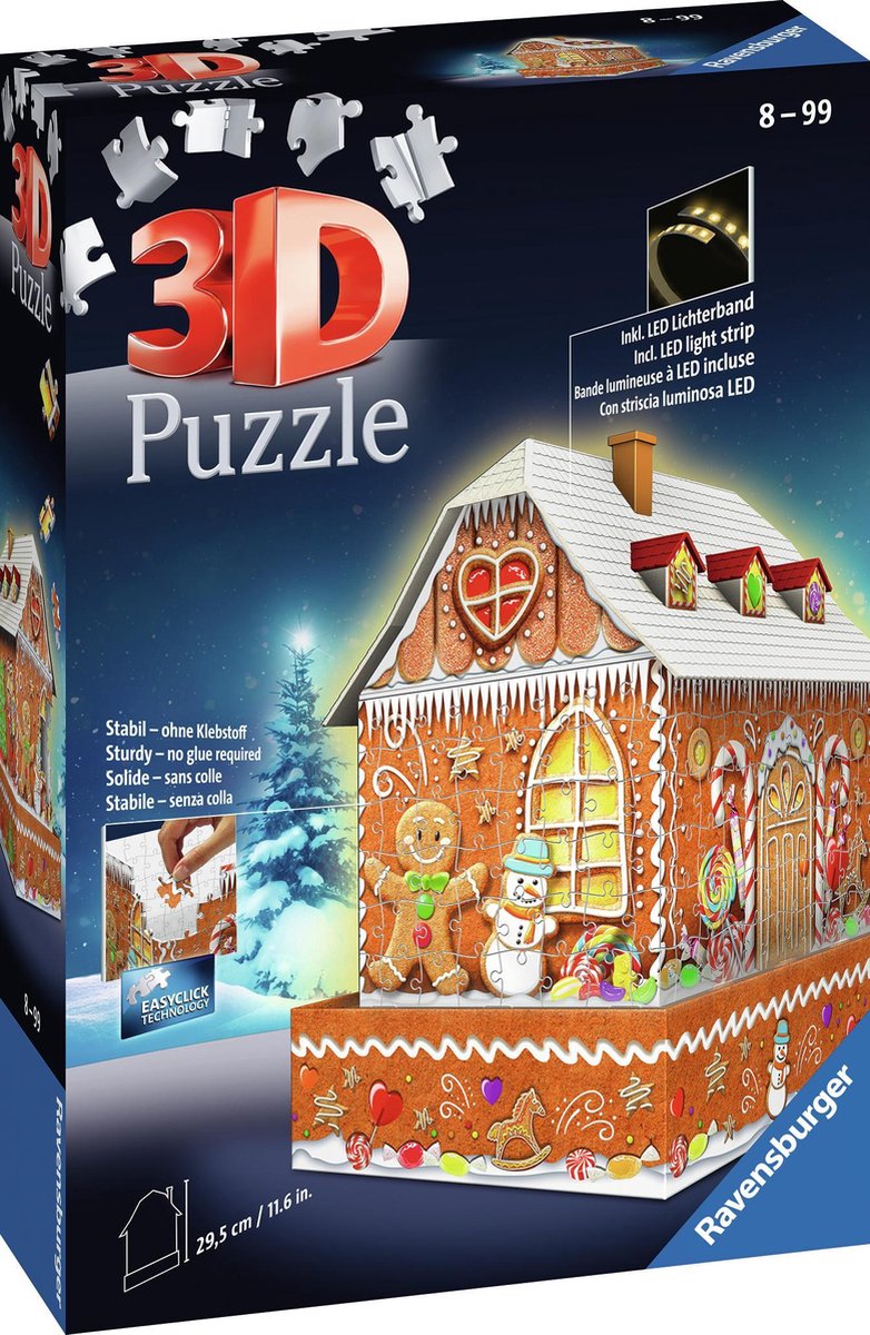 3D Puzzel Gingerbread House Night, 216 stukjes