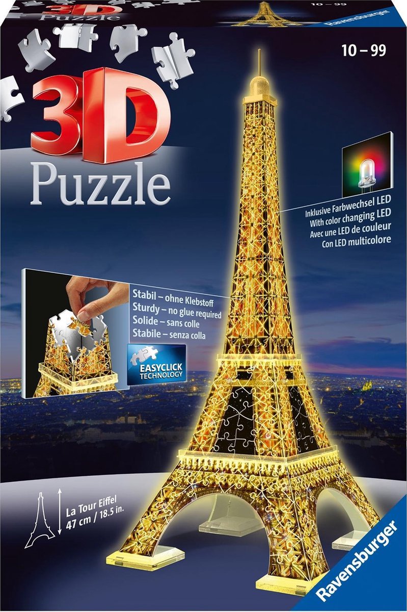 3D Puzzel Eiffeltoren Night, 216 stukjes