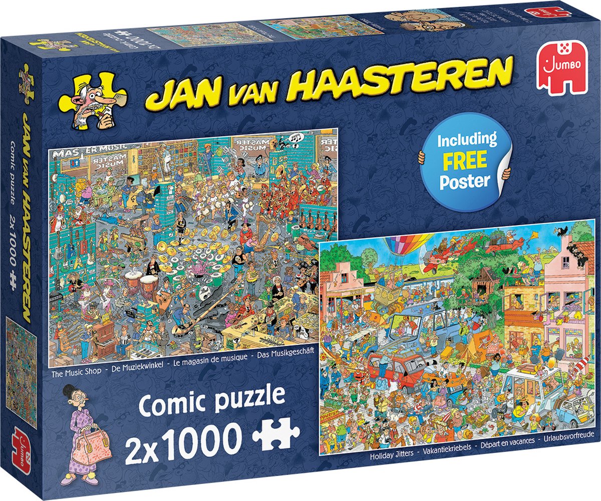 Puzzle Jan van Haasteren: Le magasin de musique/
La frousse des vacances, 2x1000 pièces 