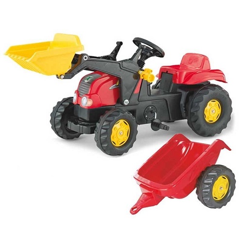 Rolly Toys Rolly Toys RollyKid-X Tracteur à p&eactute;dales avec chargeur frontal et remorque