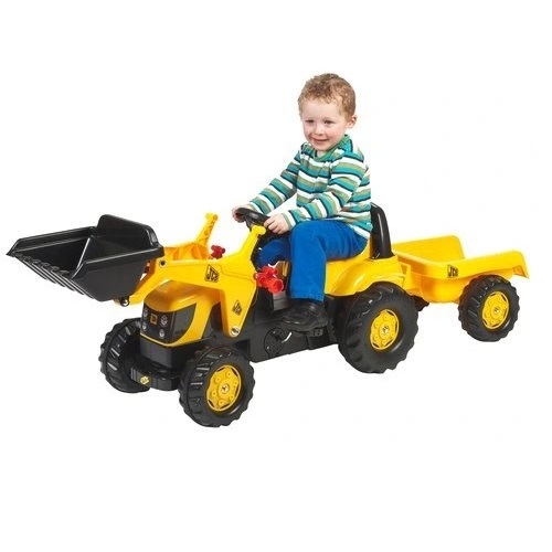 Rolly Toys 023837 - Rolly Toys Rolly Toys rollyKid JCB traptrekker met voorlader en aanhanger.