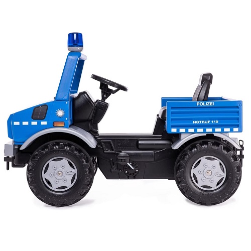 Rolly Toys Rolly Toys Mercedes Unimog Police Farmtrac bleu avec clignotant