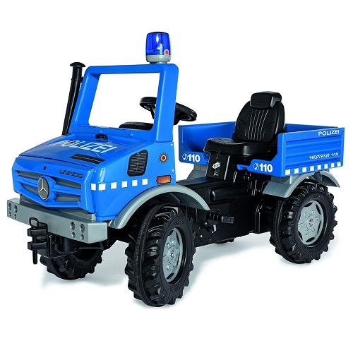 RollyToys 038251 Rolly Toys Mercedes Unimog Politie Farmtrac blauw met zwaailicht