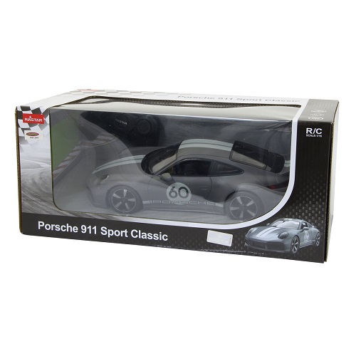 Rastar Porsche 911 Sport Classic télécommandée 1:16 grise, avec télécommande 2,4 GHz