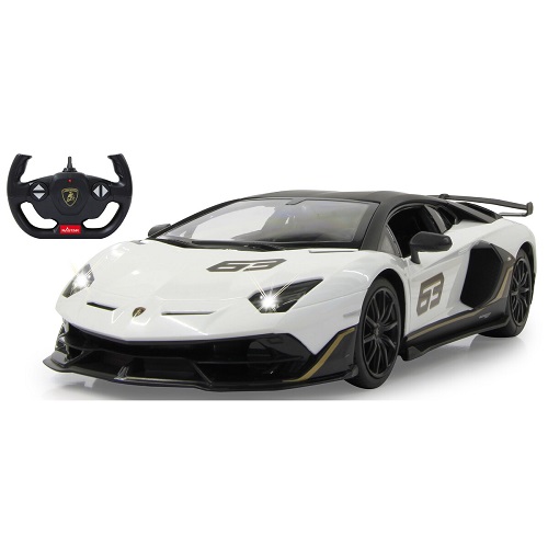 Rastar 405172 - Jamara Lamborghini Aventador SVJ Performance télécommandée 1:14 blanche, avec télécommande 2,4 GHz