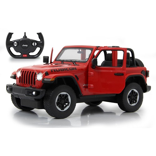 Rastar 405179 - Jeep Wrangler JL télécommandé 1:14 rouge, avec télécommande 2,4 GHz
