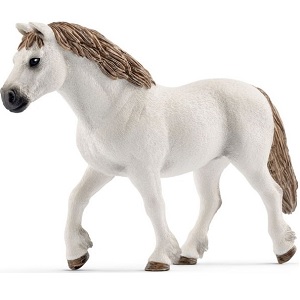 Schleich Welsh pony merrie Welsh pony s hebben mooie, grote ogen, een korte rug en een krachtige achterhand. Ze bewegen zich moedig, vrij en vlug. Hun draf oogt elegant zodat de pony lijkt te zweven. Welsh pony s zijn populaire paarden voor het hele gezin en geschikt voor de springsport, trekking en de mensport.