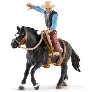 Schleich Cowboy Western en selle Cet ensemble cowboy western cool avec cheval de Schleich peut être combiné avec les produits de Kidsglobe. Le contenu comprend: un étalon Appaloosa, un cowboy, une selle western, une bride, une sangle de flanc
