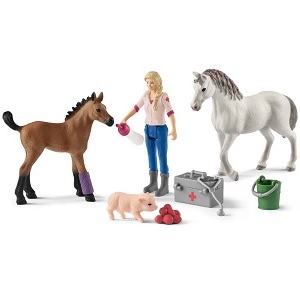 Schleich vet with mare and foal