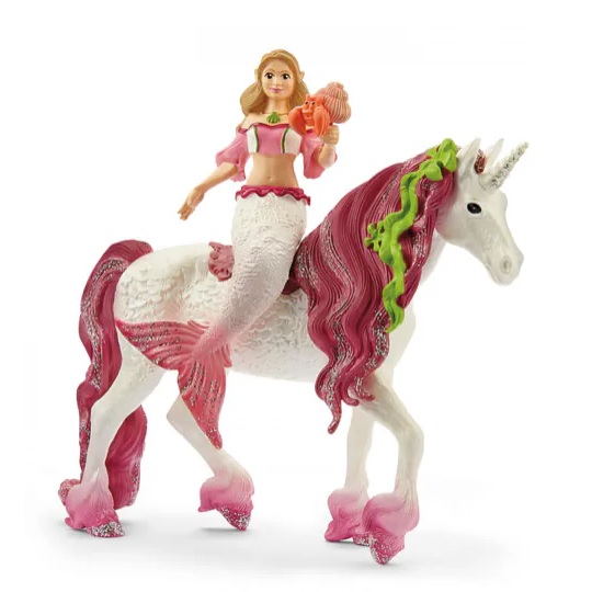 Schleich paarden 70593 Schleich Bayala Zeemeermin feya op onderwater eenhoorn 70593 - 3-delige speelset - glitter en eenhoorn - beweegbare figuren met accessoires - eenhoornfiguren Bewolkt de fantasie en wekt magie tot leven. Deze 3-delige Bayala sluikset met zeemeermin Feya, een eenhoorn en een vrolijke kreeft is met grote preci...
