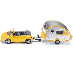 Siku 1629 Volkswagen Beetle met caravan