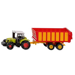 Siku 1650 Claas  tractor met silagewagen aanhanger