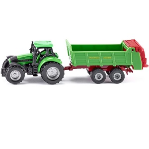 Siku Deutz-Fahr Agrotron tractor verspreider aanhanger