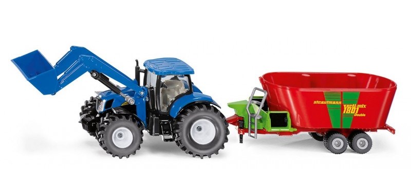 New Holland tractor met voorlader voedermixer