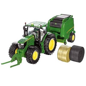 Siku John Deere 6210R tractor met balenpers-1:32 (aanbieding)