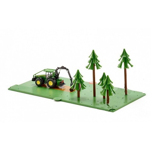 Siku Siku World 5605 kit forestier avec plaque de base et tracteur forestier John Deere