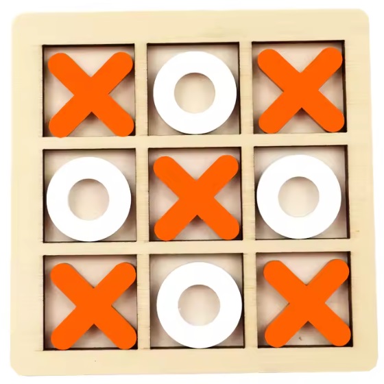 Boter kaas en eieren - kruisje nulletje - oranje wit - houten spel - spellen voor onderweg - reisspelletjes