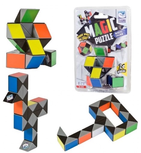 Magic Puzzle 3D Multi Colour (24) / Clown Games Clown Games Magic Puzzle MulticolorVous pouvez faire n`importe quoi avec ce puzzle sympa ! Une autruche, une clé ou une balle� faites preuve d`imagination ! Se compose de 24 &eactue;léments rotatifs. Convient aux enfants à partir de 5 ans.