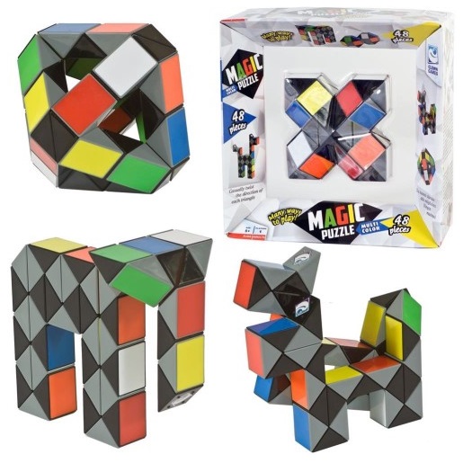 Magic Puzzle 3D Multi Colour (48) / Clown Games Clown Magic Puzzle 48 pièces, en multicolore ! Tu peux tout faire avec ce puzzle sympa ! Utilise ton imagination! Ce fidget est disponible dans la combinaison de couleurs rouge, orange, vert, bleu, jaune et gris et se compose de 48 éléments rotatifs. Livré dans un emballage à clapet. Convient à partir de 5 ans.