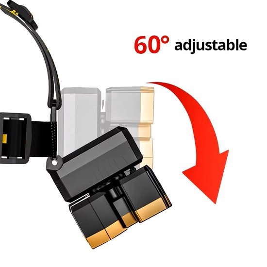  000044 -  Krachtige Oplaadbare LED-Hoofdzaklamp - 5kern LED Hoofdlamp - Lichtgewicht en Comfortabel - Ingebouwde Batterij - perfect voor Avontuurlijke activiteiten en Noodsituaties - Kleur Koplamp: Zwart/Goud 
