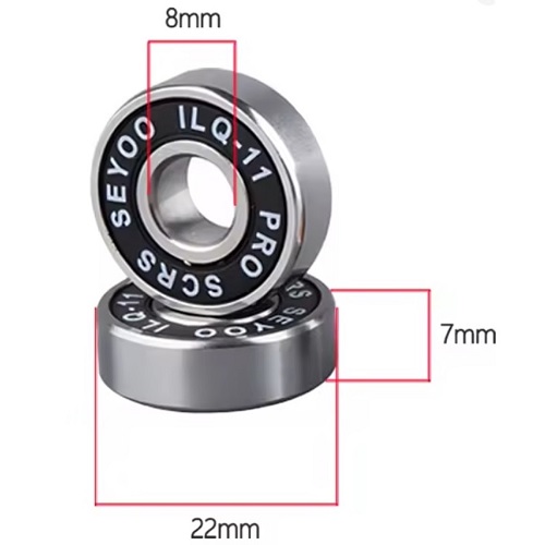  000046 -  2 stuks oranje ILQ-11 PRO kogellagers voor skates, longboards, skateboards, fidget spinners, rollators etc. 8x22x7mm - hoogwaardige lagers voor skates, longboards, pennyboard en rollators