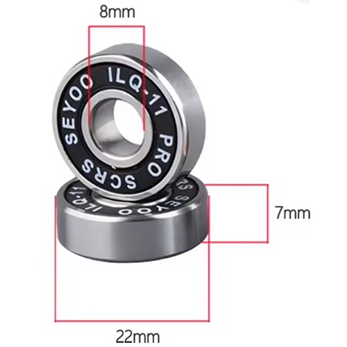  000047 -  2 stuks groene ILQ-11 PRO kogellagers voor skates, longboards, skateboards, fidget spinners, rollators etc. 8x22x7mm - hoogwaardige lagers voor skates, longboards, pennyboard en rollators