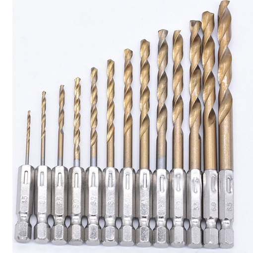  Coffret de 13 forets à métaux HSS-TiN - Revêtement titane - Jeu de forets hélicoidaux - Jeu de forets - Jeu de forets &agra