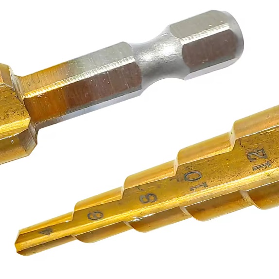  000077 -  3 Delige - HSS Stappenboor Bit Set - Titanium Coating - stappenboor Set - Trapgatboor - Gaten Boor - Inclusief Opslag Etui - Geschikt Voor Houtbewerking En Metaal - 3-12 mm / 4-12 mm / 4-20 mm