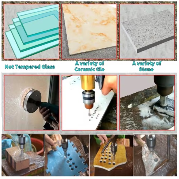  000078 -  Gatenzaag set met 10 stuks diamant-gecoate gatenboren voor gaten tussen 3mm tot 50mm